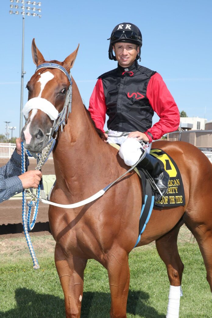 King of the Tide, with jockey Ricky Ramirez, won the 2025 $3 million All American Futurity, becoming the third New Mexico-bred quarter horse to win the breed’s most prestigious horse race.